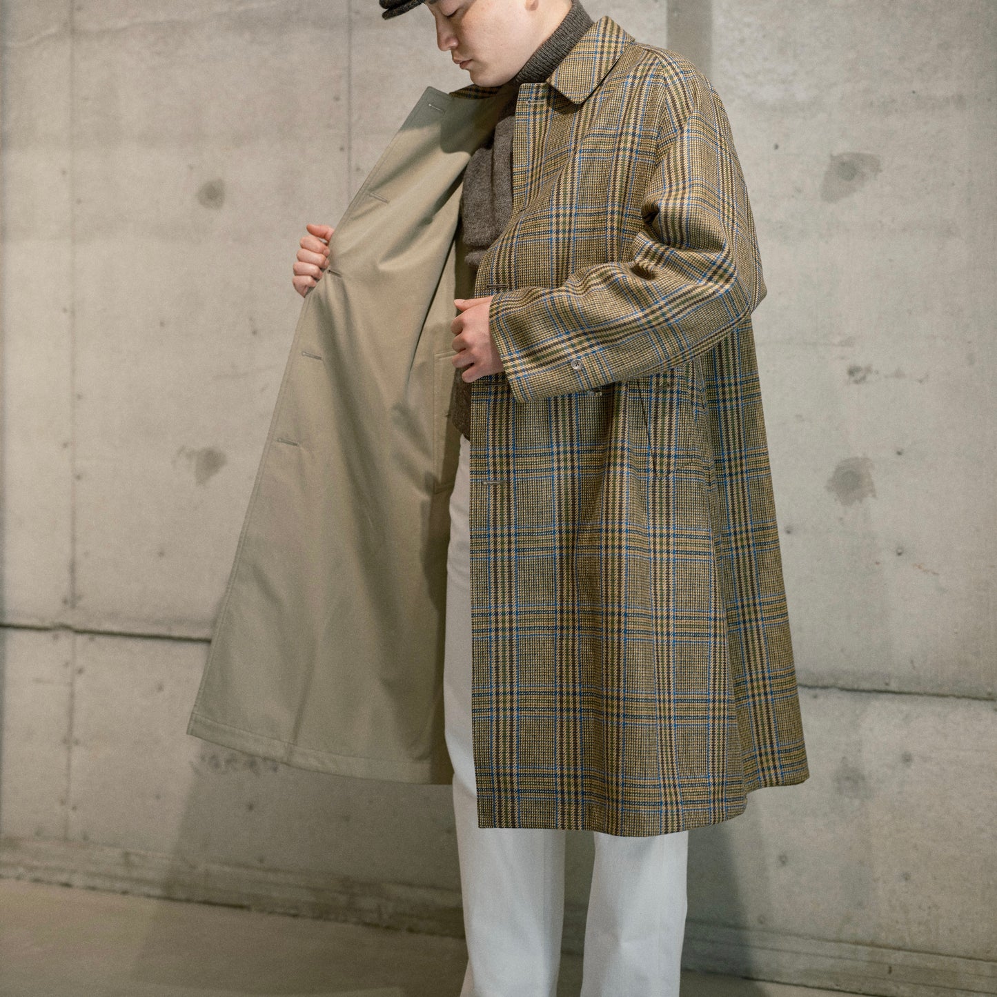 SINGLE RAGLAN COAT Ⅱ REVERSIBLE OVER CHECK BEIGE