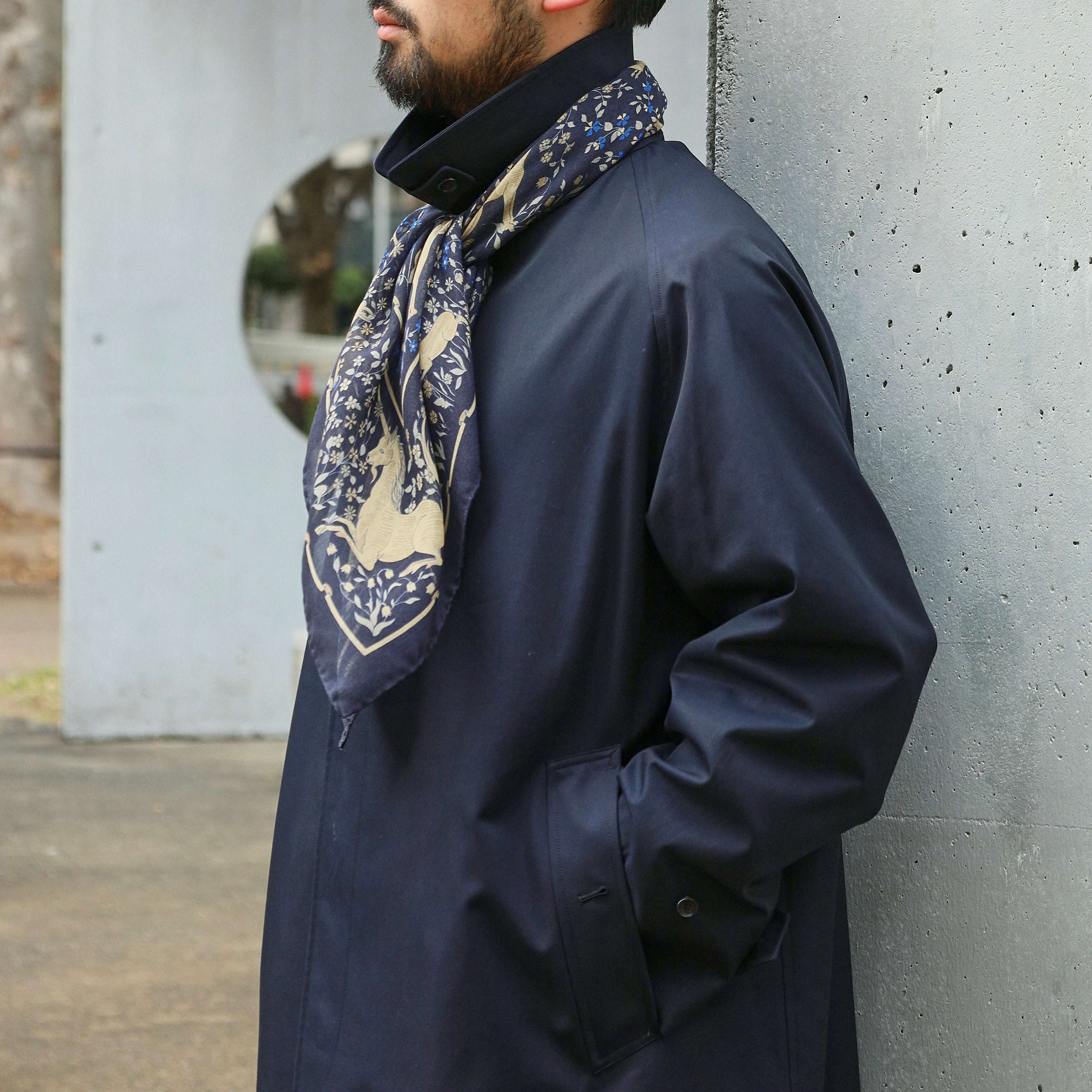 SINGLE RAGLAN COAT GABARDINE NAVY – ANATOMICA NAGOYA