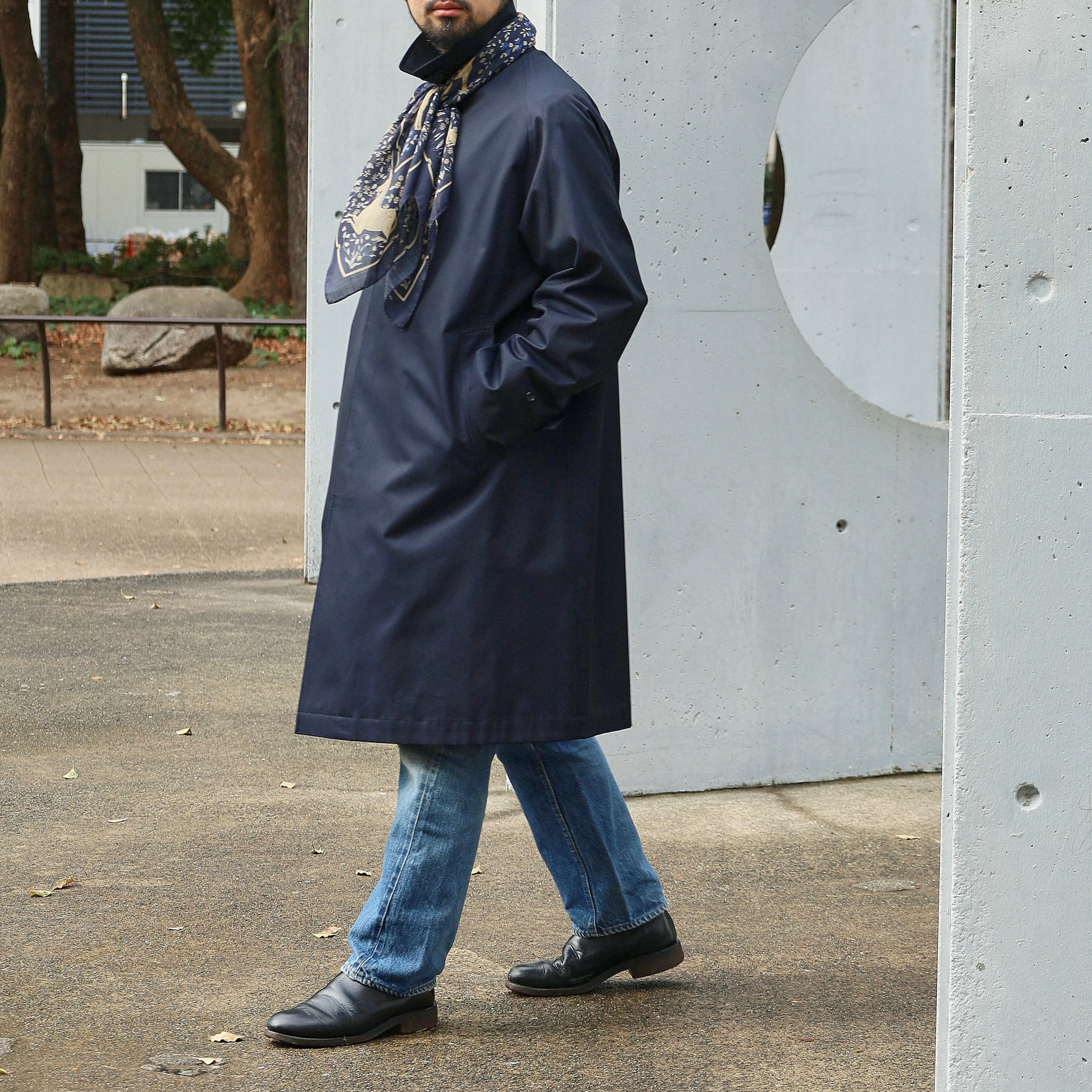 SINGLE RAGLAN COAT GABARDINE NAVY – ANATOMICA NAGOYA