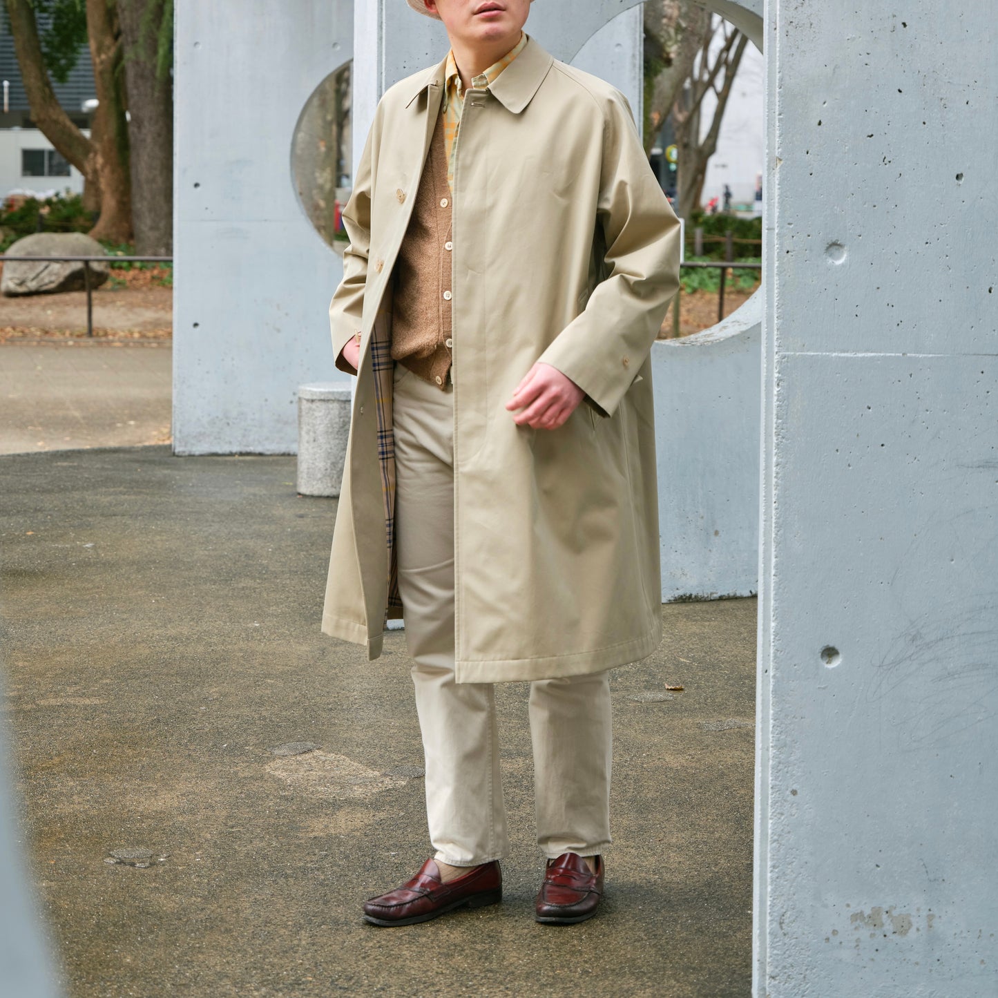 SINGLE RAGLAN COAT GABARDINE BEIGE