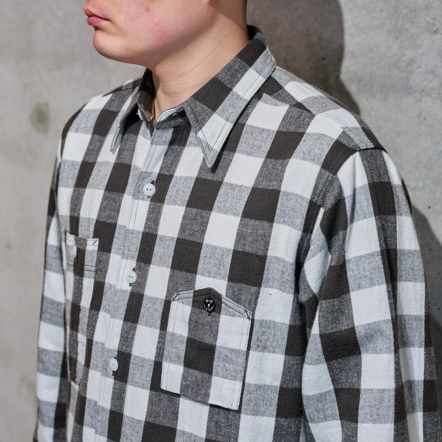 BIG YANK Y1945 SHRITS FLANNEL BROCK CHECK WHITE