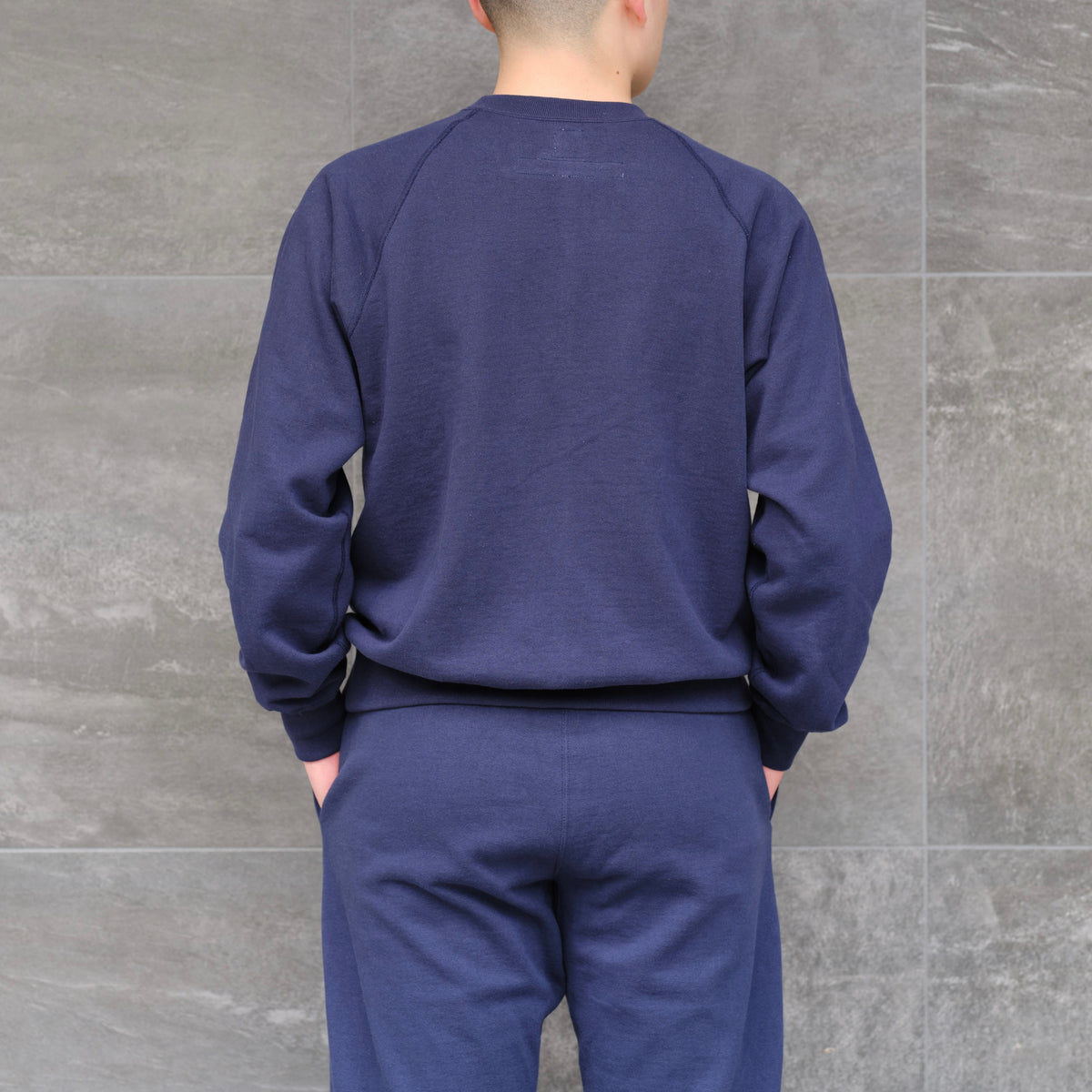 SWEAT SHIRTS RAGLAN SLEEVE CREW NECK NAVY