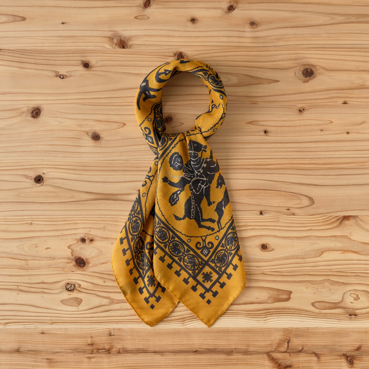 SQUARE SCARF MOSAIC ANIMALS SAFFRON
