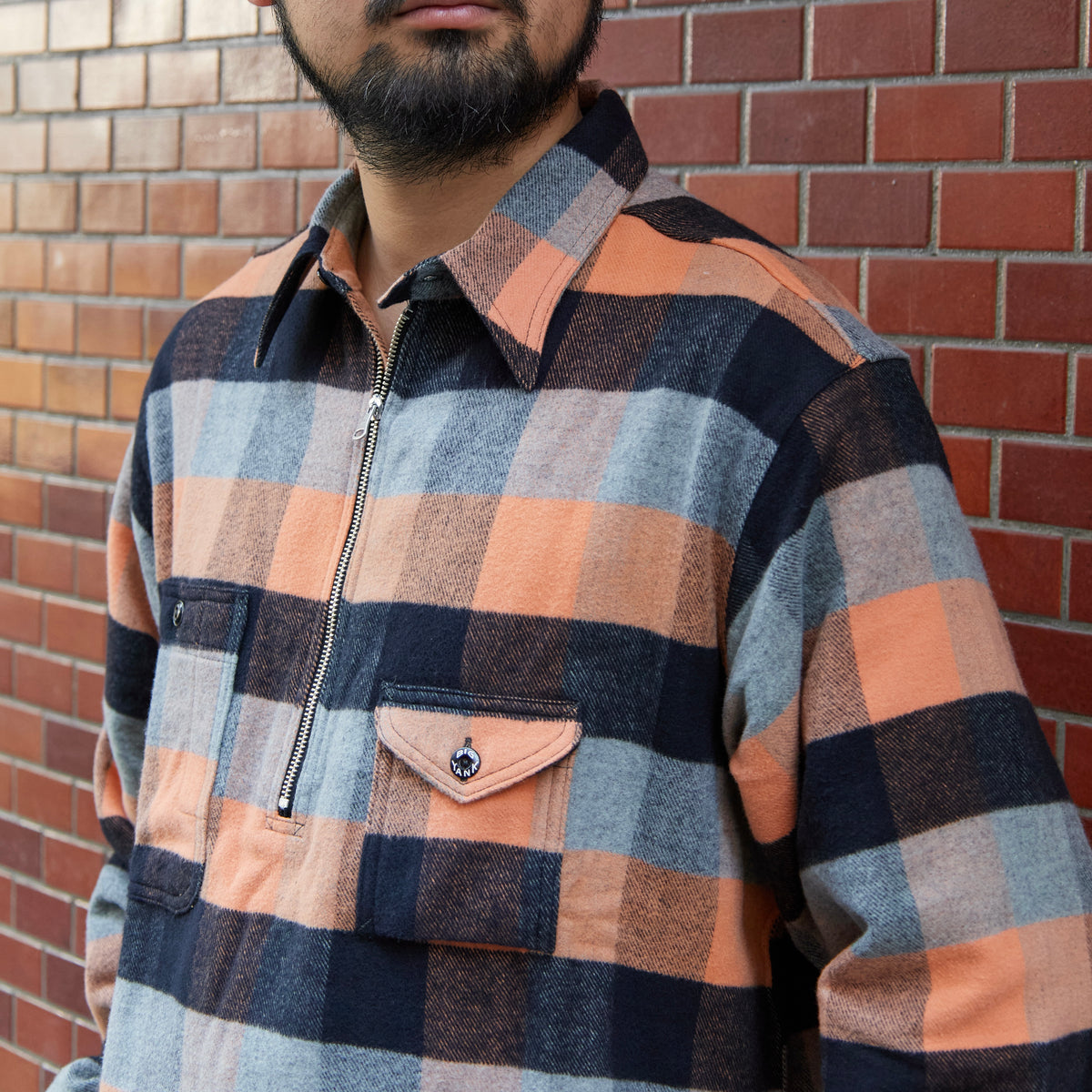 BIG YANK Y1936 HALF-ZIP SHIRTS FLANNEL BROCK CHECK