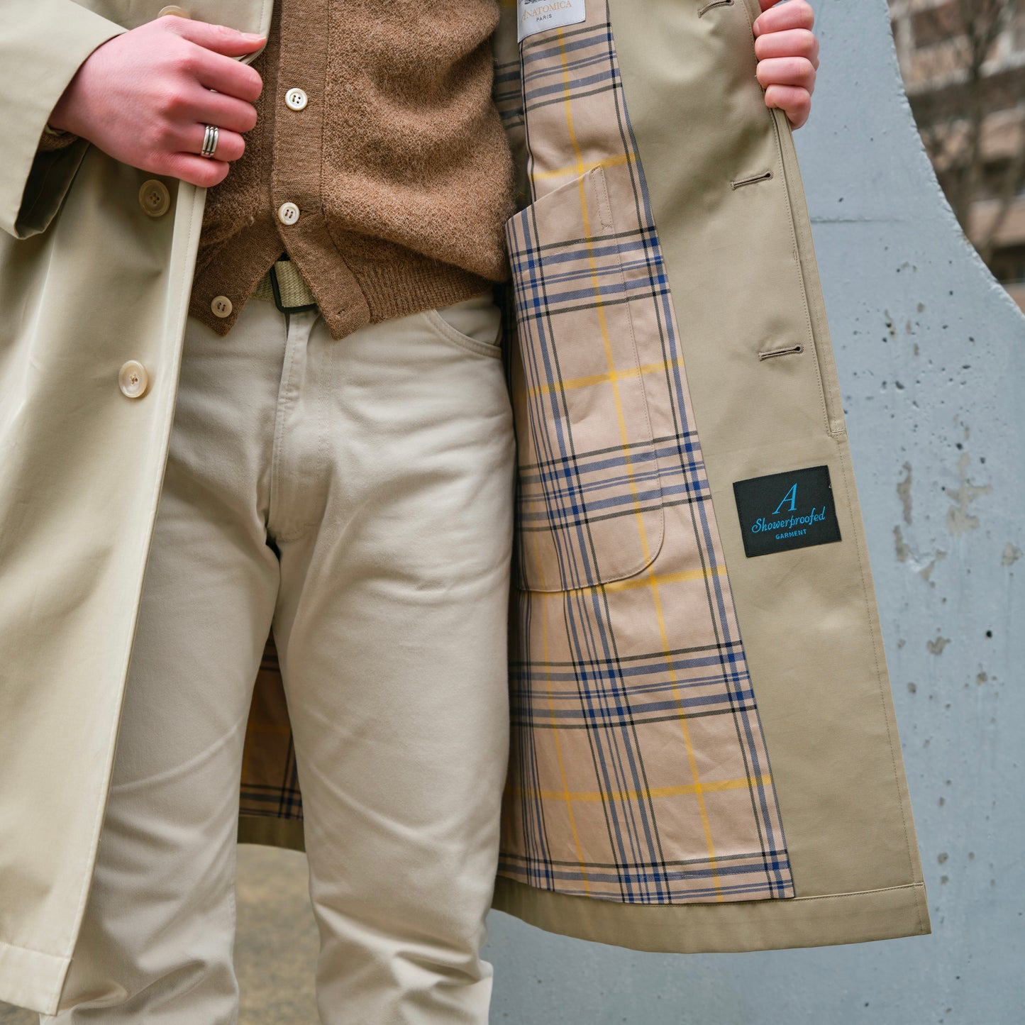 SINGLE RAGLAN COAT GABARDINE BEIGE