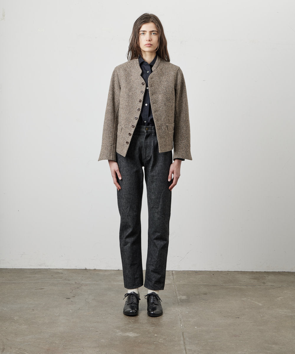 LADIES DOLMAN WOOL TWEED HRRING-BONE