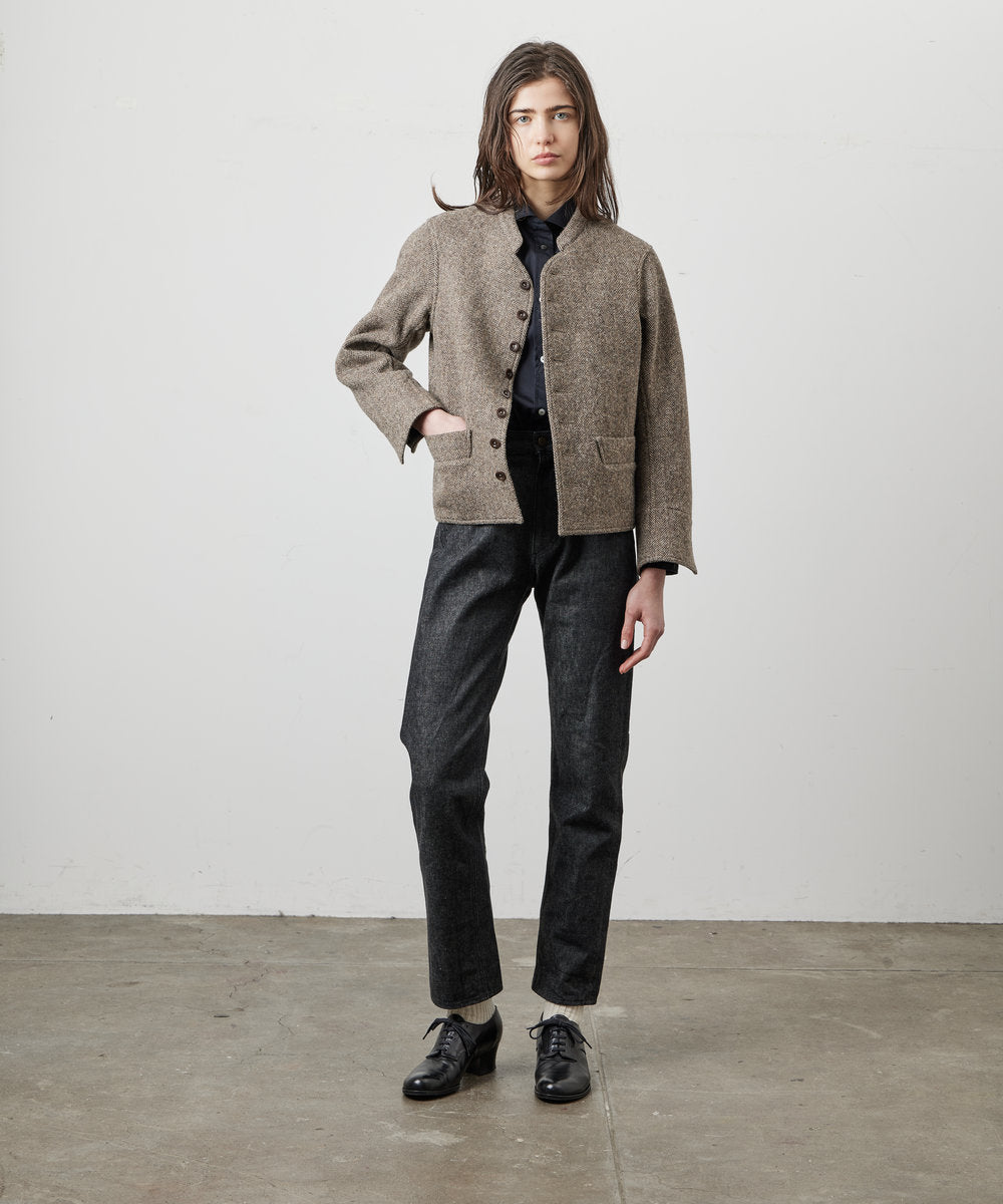 LADIES DOLMAN WOOL TWEED HRRING-BONE
