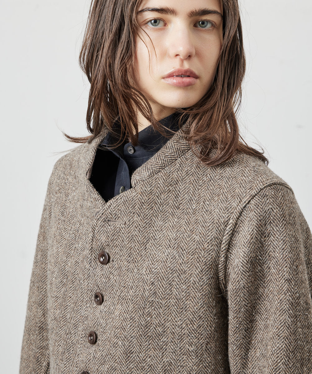 LADIES DOLMAN WOOL TWEED HRRING-BONE