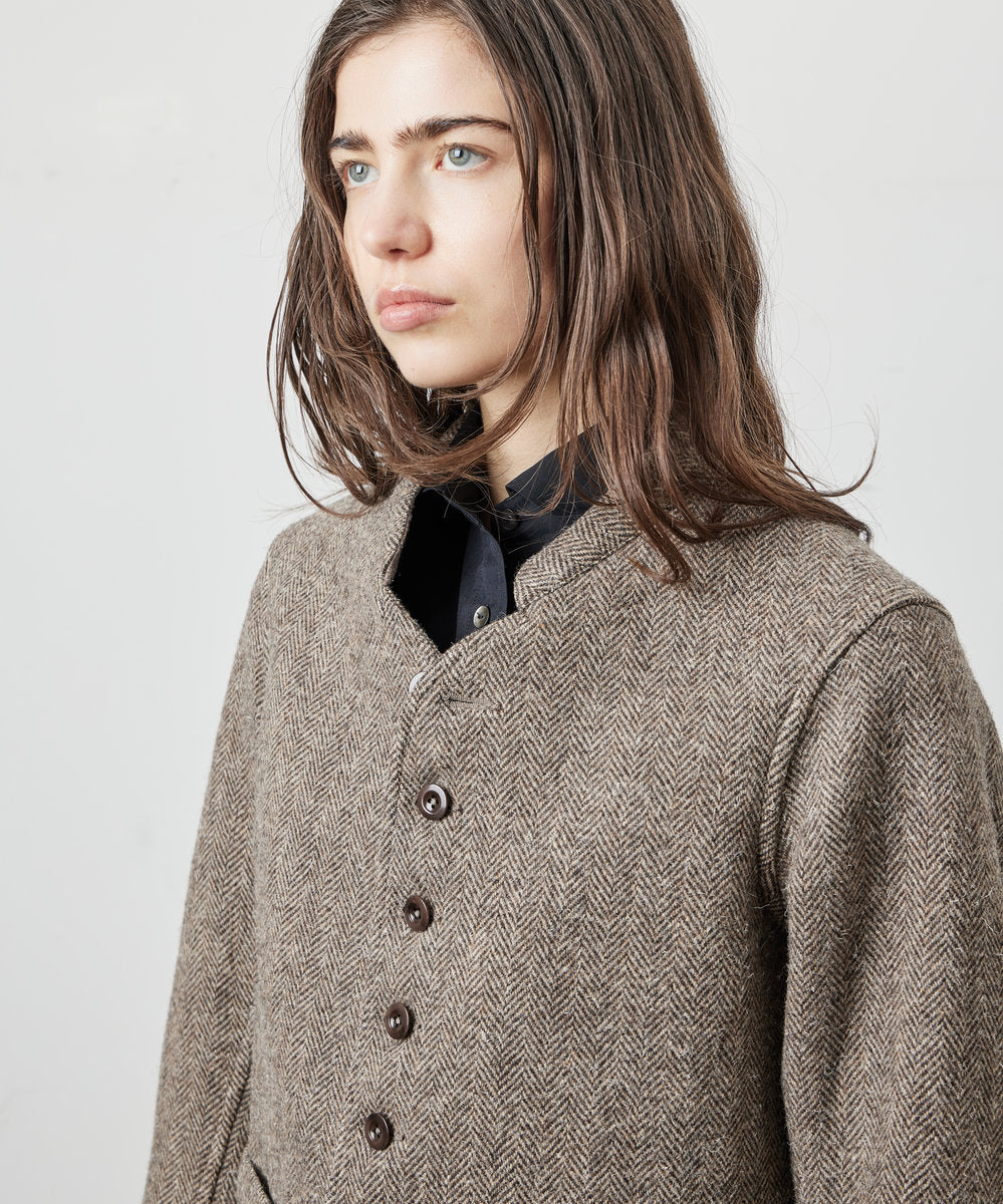 LADIES DOLMAN WOOL TWEED HRRING-BONE