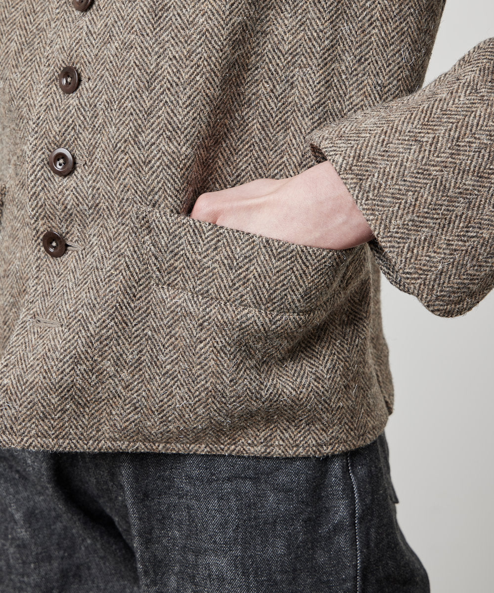 LADIES DOLMAN WOOL TWEED HRRING-BONE