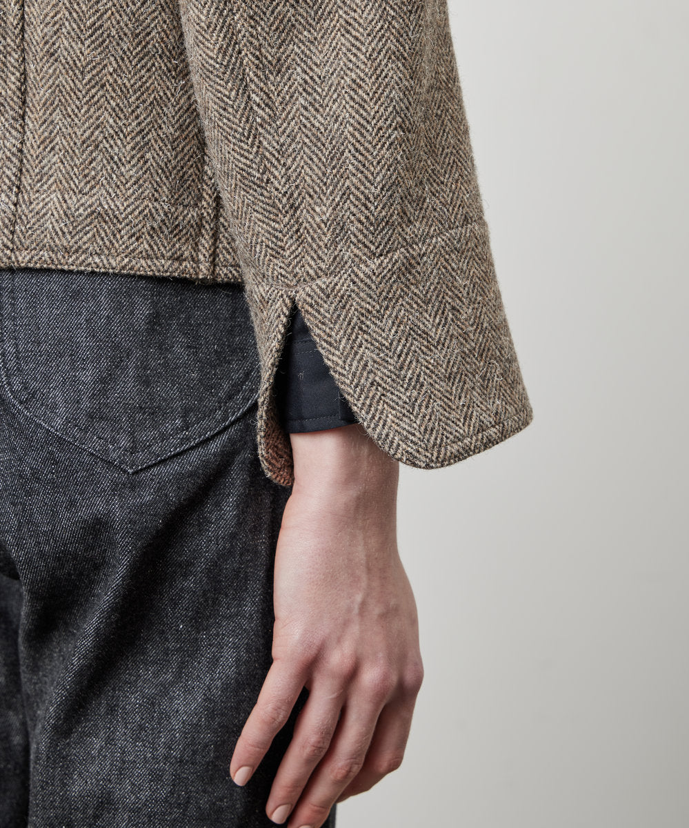 LADIES DOLMAN WOOL TWEED HRRING-BONE