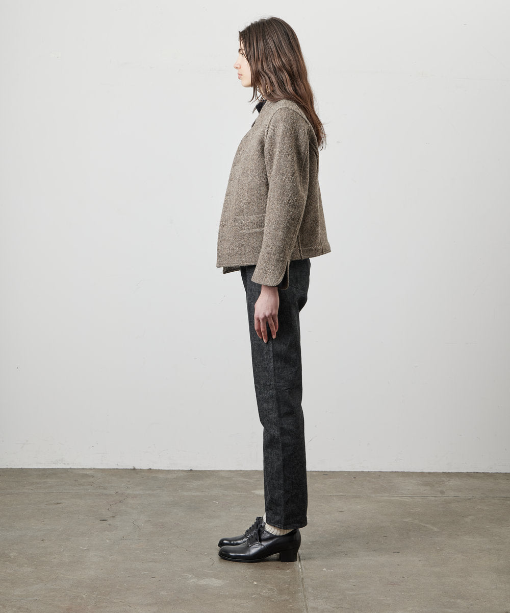 LADIES DOLMAN WOOL TWEED HRRING-BONE