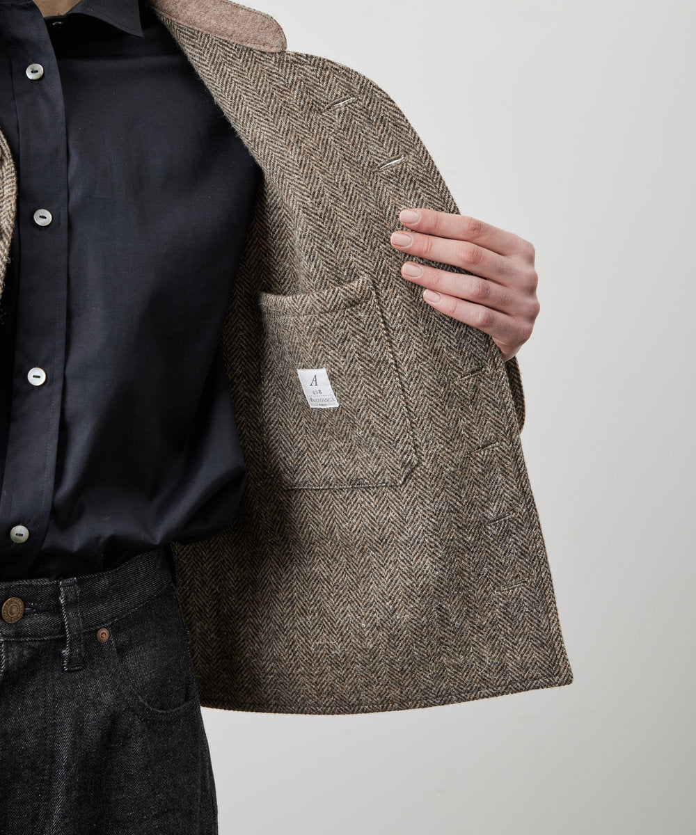 LADIES DOLMAN WOOL TWEED HRRING-BONE