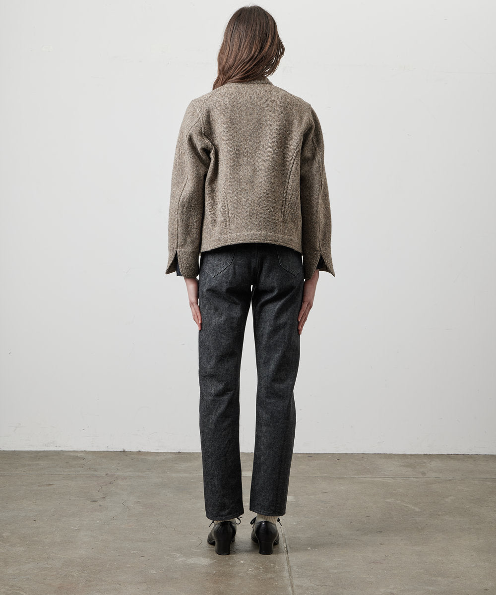 LADIES DOLMAN WOOL TWEED HRRING-BONE