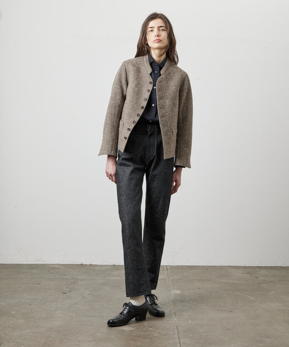 LADIES DOLMAN WOOL TWEED HRRING-BONE