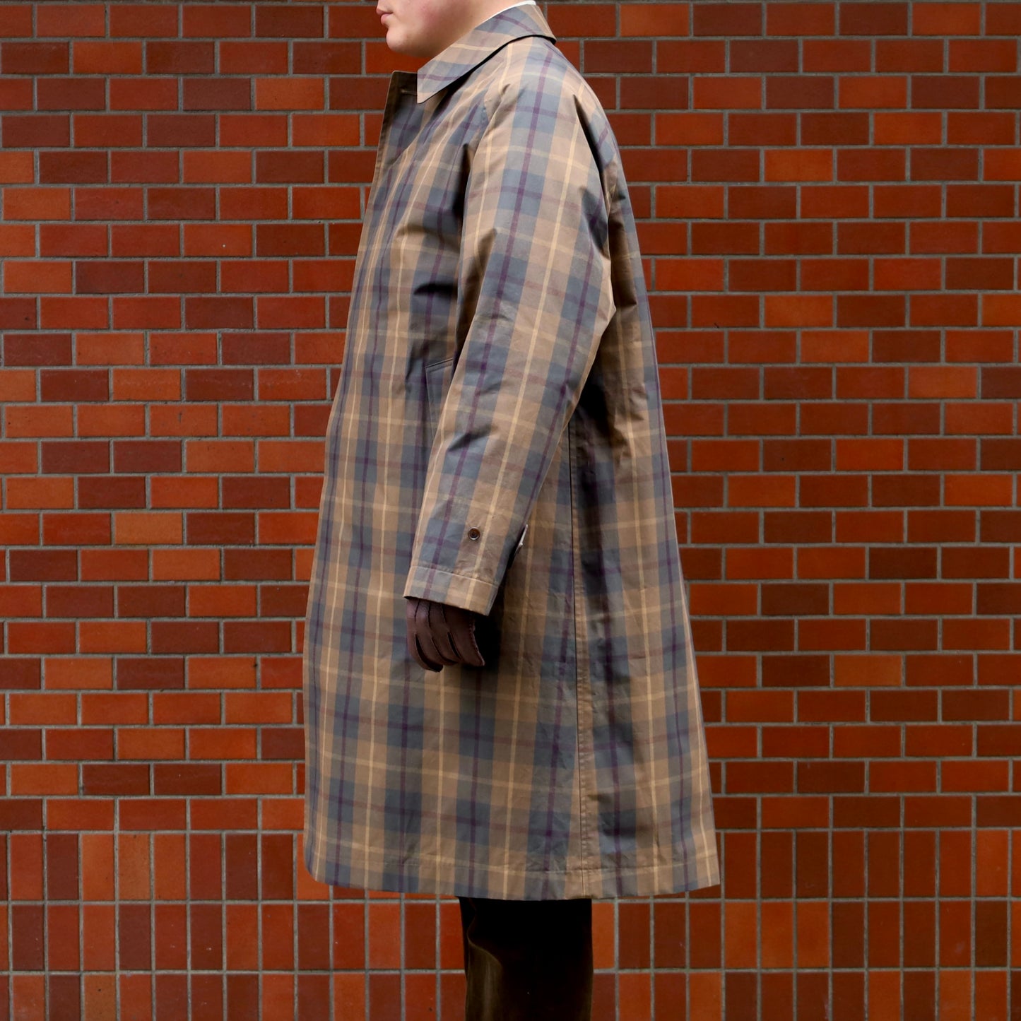 SINGLE RAGLAN COAT Ⅸ COTTON CAMEL CHECK with LINER