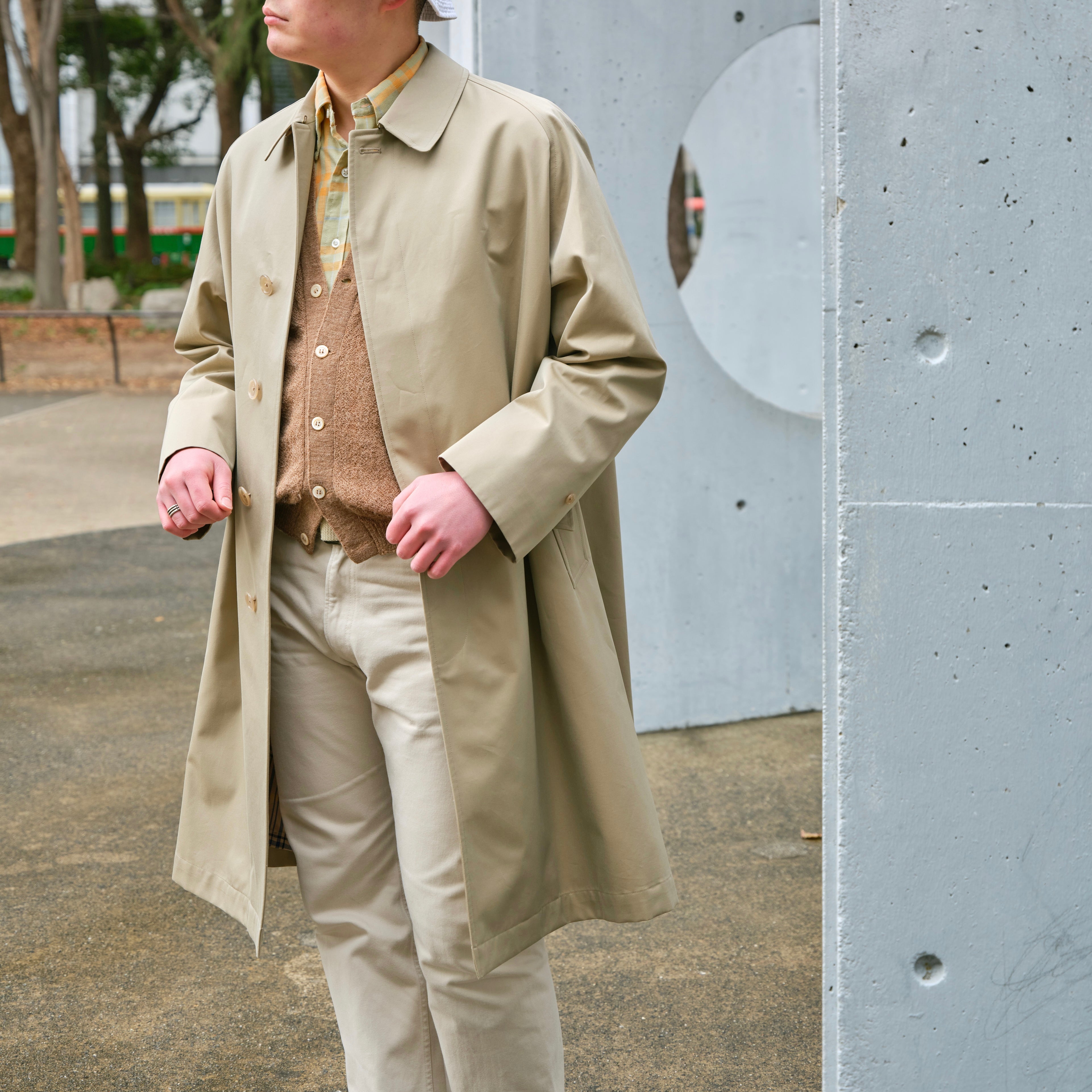 SINGLE RAGLAN COAT GABARDINE BEIGE – ANATOMICA NAGOYA