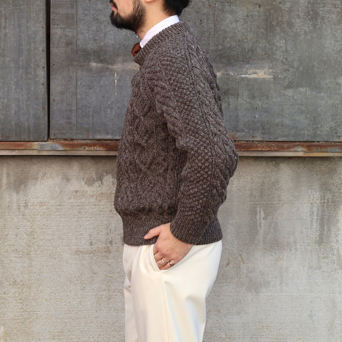 ATHENA DESIGNS for ANATOMICA ARAN SWEATER CREW NECK