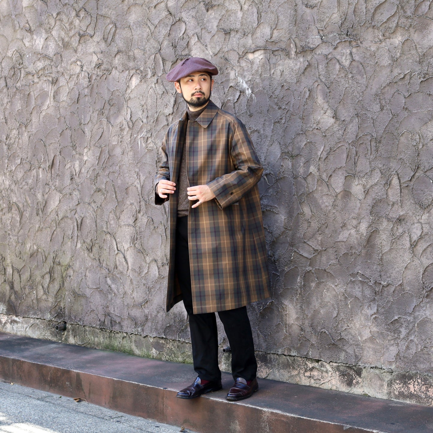 SINGLE RAGLAN COAT Ⅸ COTTON CAMEL CHECKS