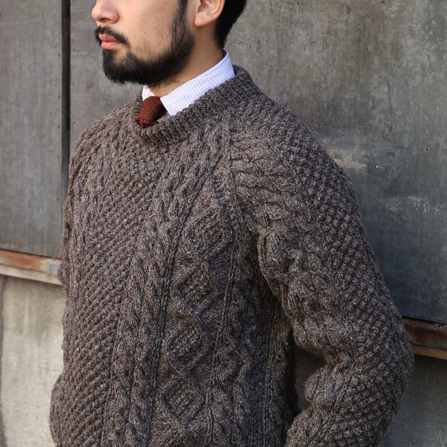 ATHENA DESIGNS for ANATOMICA ARAN SWEATER CREW NECK