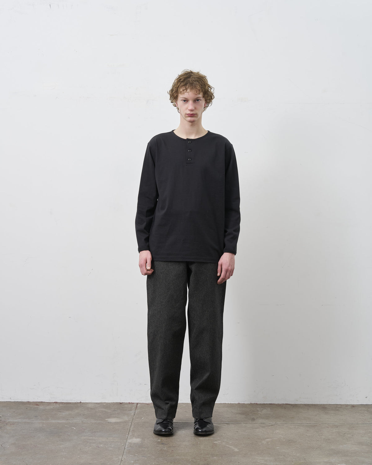 BIG YANK HENLEY NECK TEE L/S BLACK