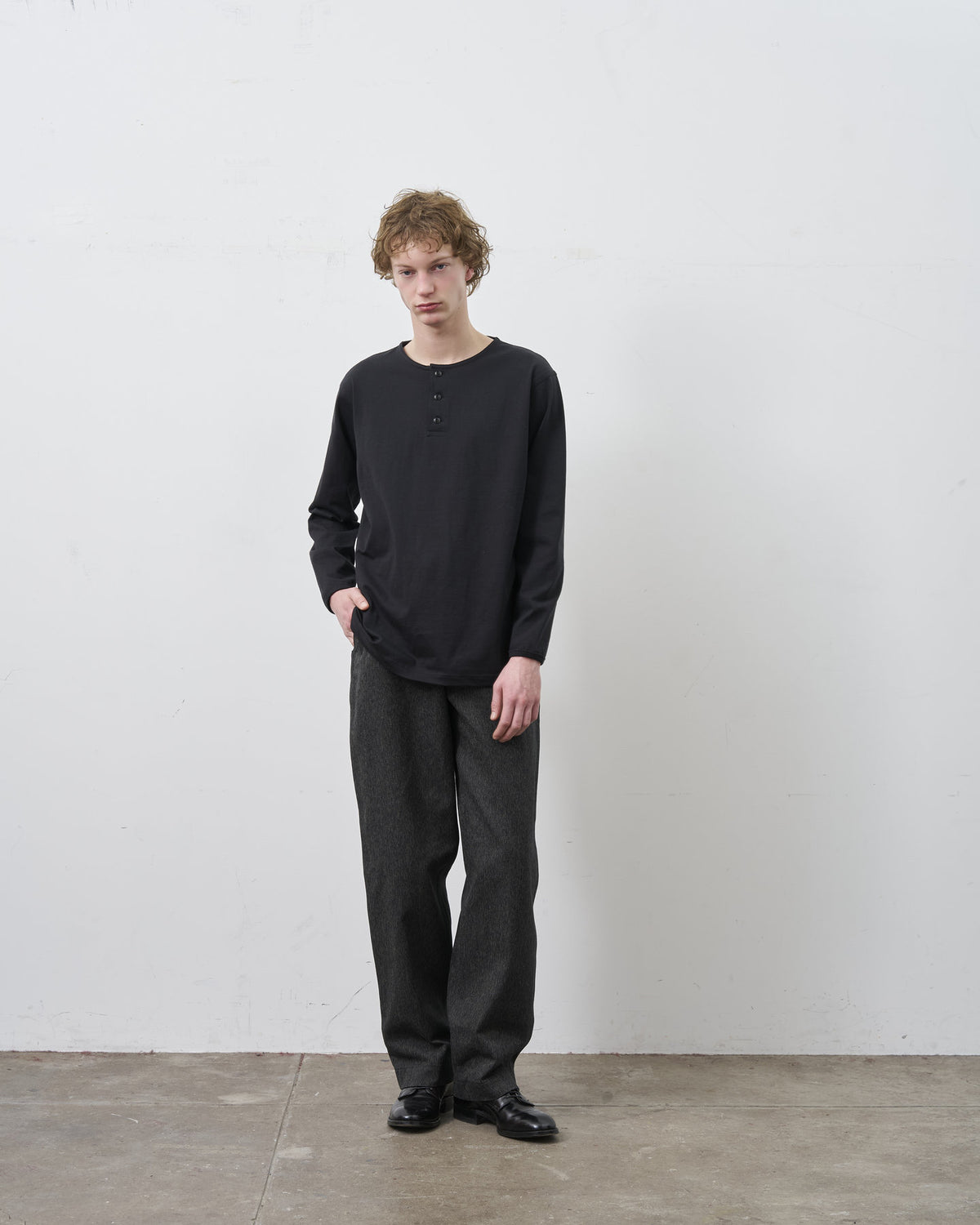 BIG YANK HENLEY NECK TEE L/S BLACK