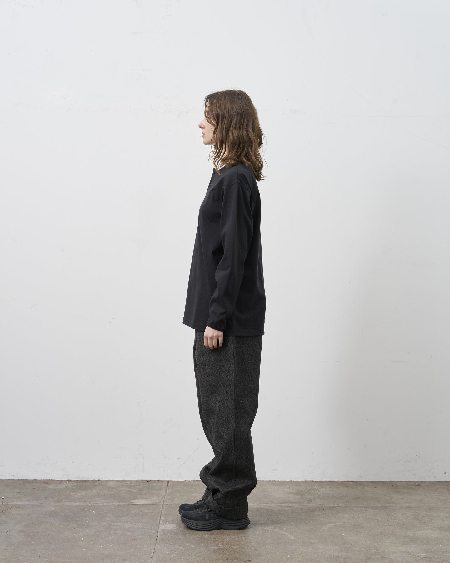 BIG YANK HENLEY NECK TEE L/S BLACK