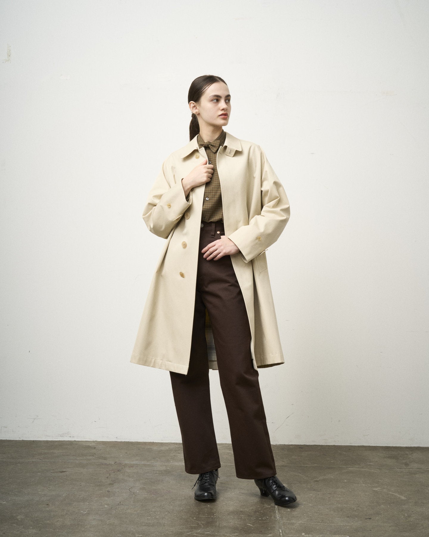 SINGLE RAGLAN COAT GABARDINE OYSTER – ANATOMICA NAGOYA