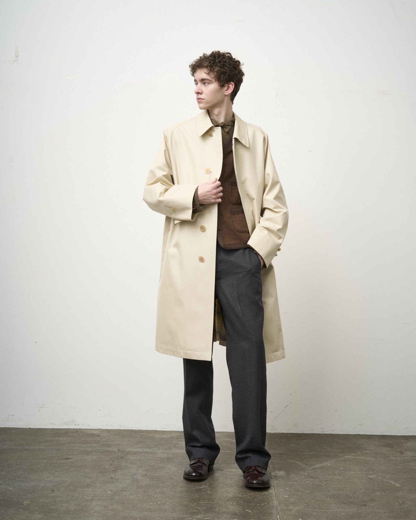 SINGLE RAGLAN COAT GABARDINE OYSTER
