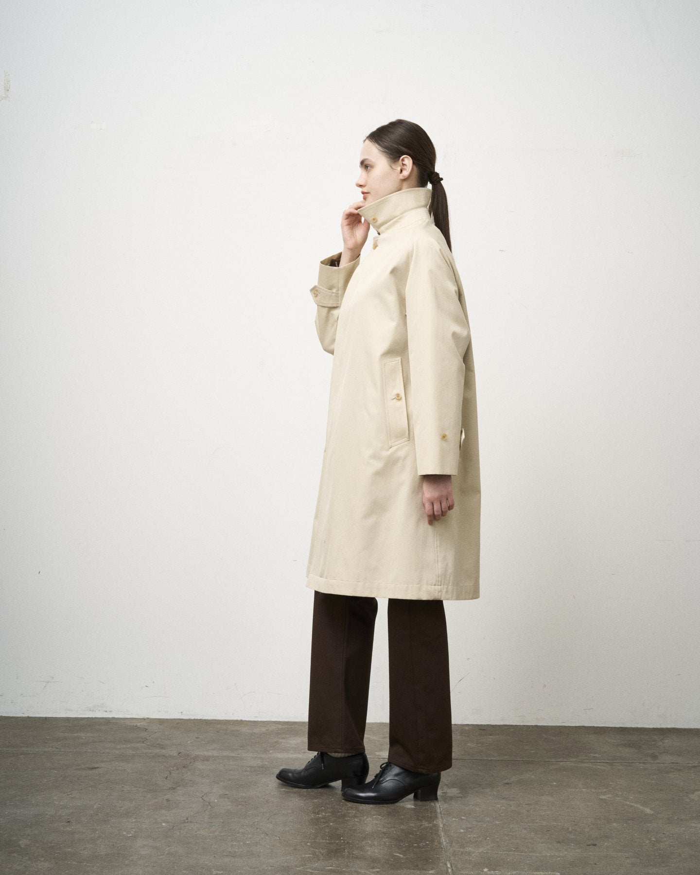 SINGLE RAGLAN COAT GABARDINE OYSTER