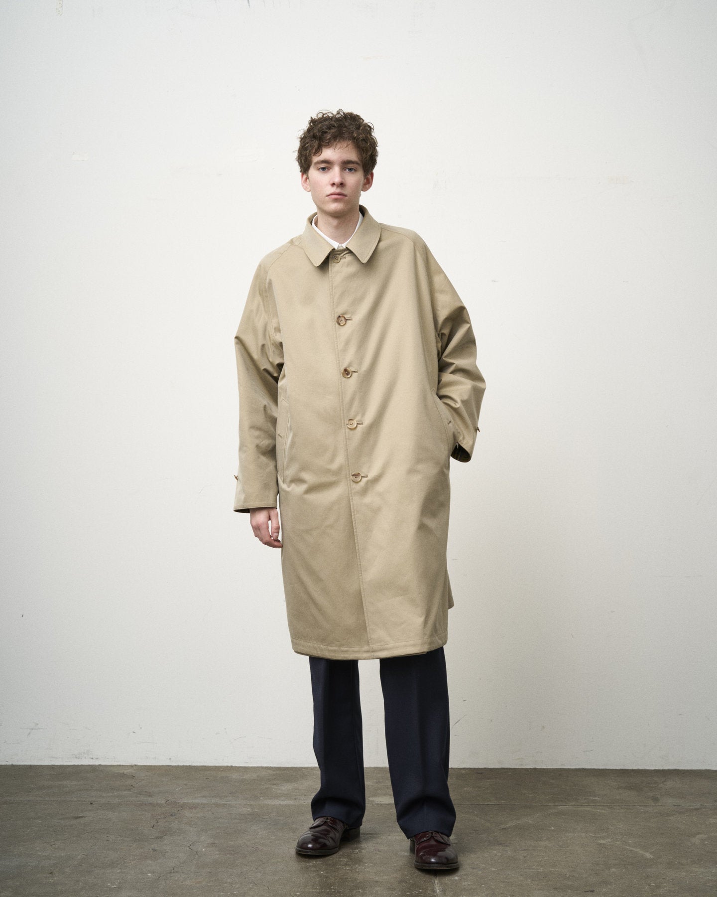 SINGLE RAGLAN COAT Ⅱ REVERSIBLE OVER CHECK BEIGE