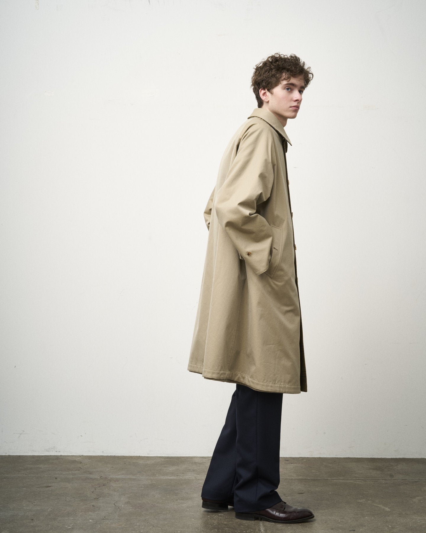 SINGLE RAGLAN COAT Ⅱ REVERSIBLE OVER CHECK BEIGE