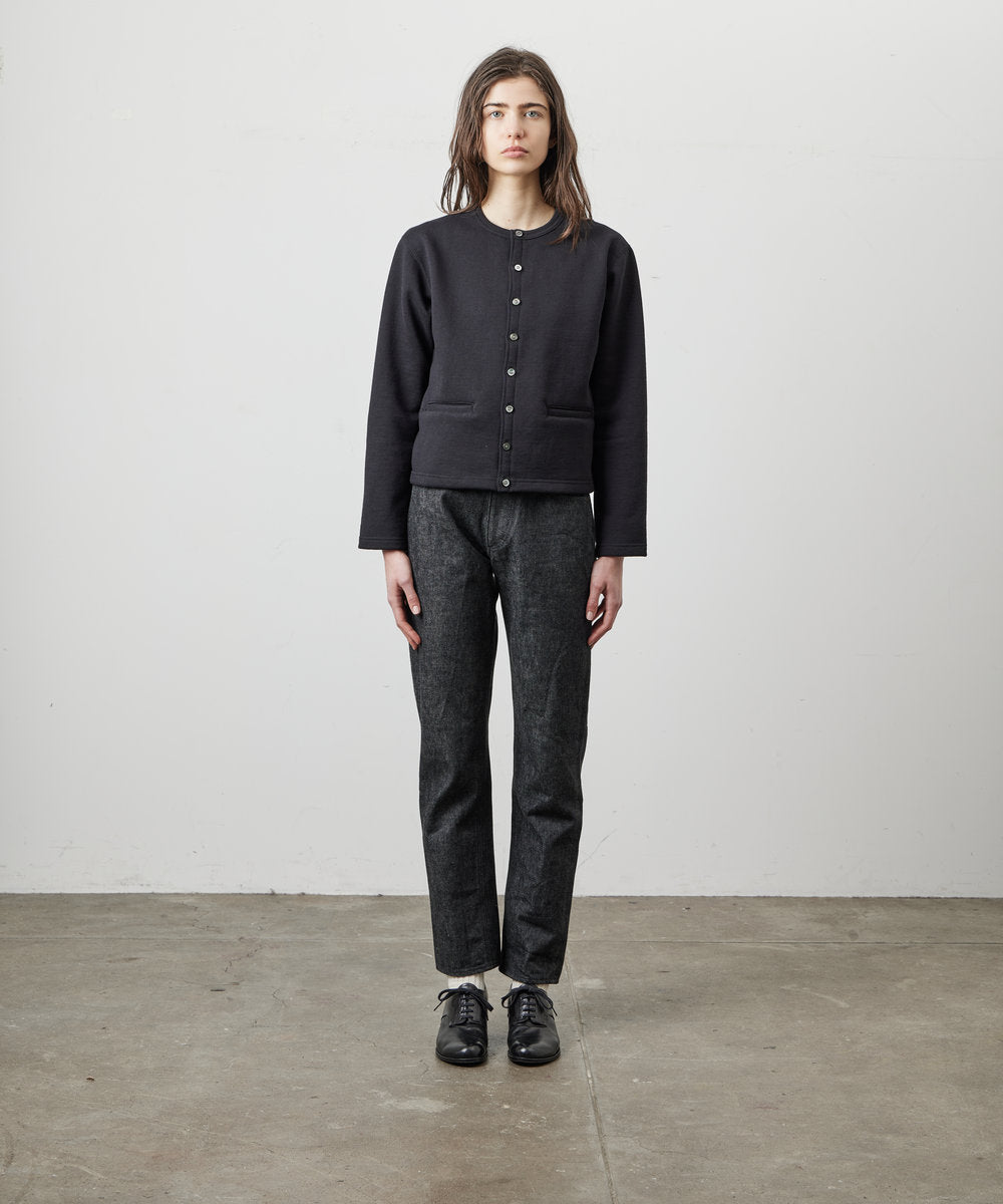 SWEAT CARDIGAN CREW NECK BLACK