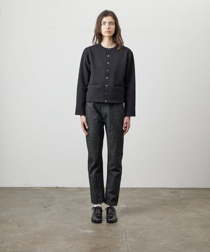 SWEAT CARDIGAN CREW NECK BLACK