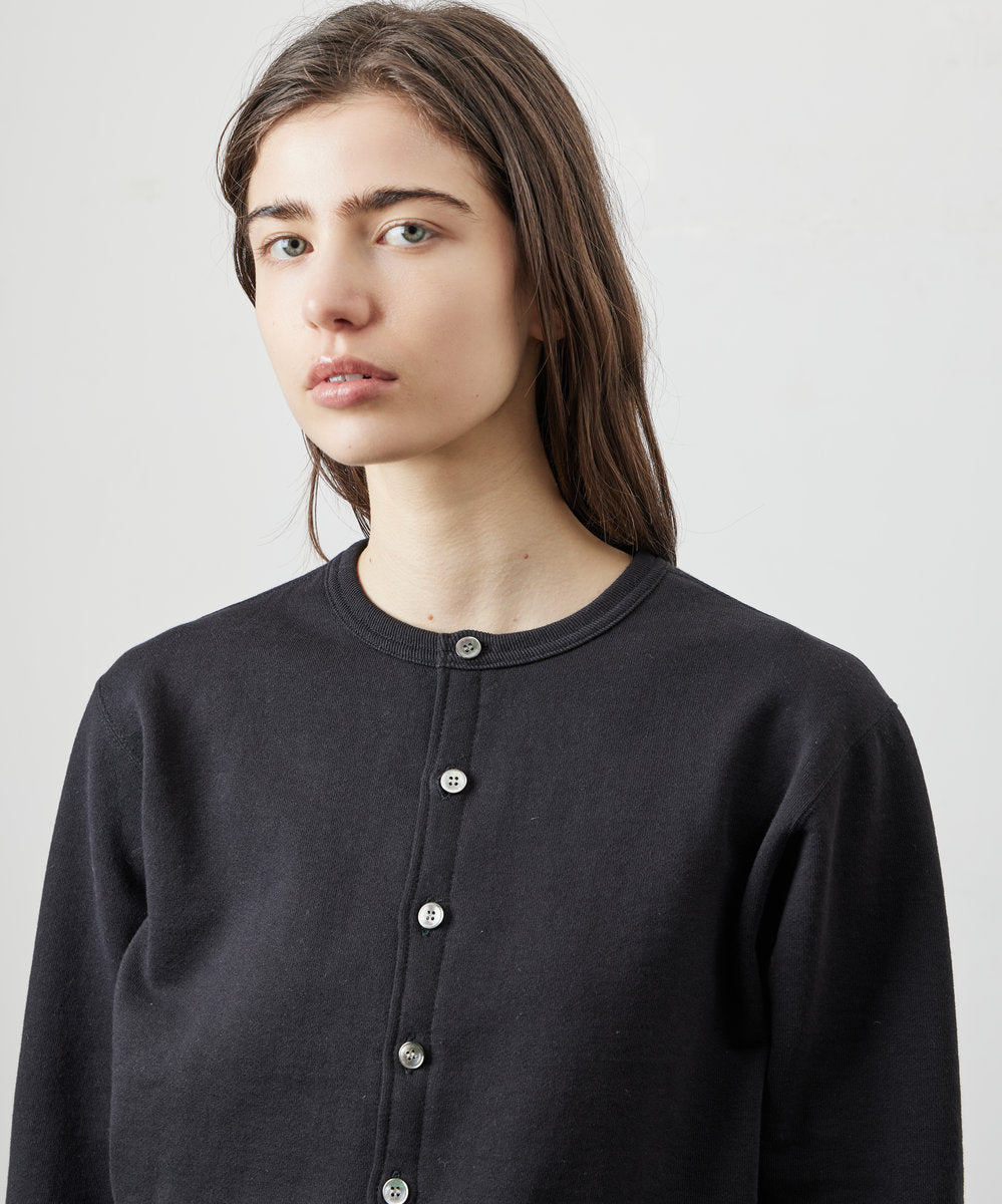 SWEAT CARDIGAN CREW NECK BLACK
