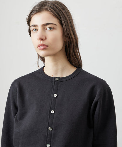 SWEAT CARDIGAN CREW NECK BLACK