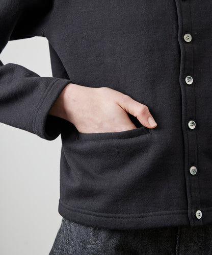 SWEAT CARDIGAN CREW NECK BLACK