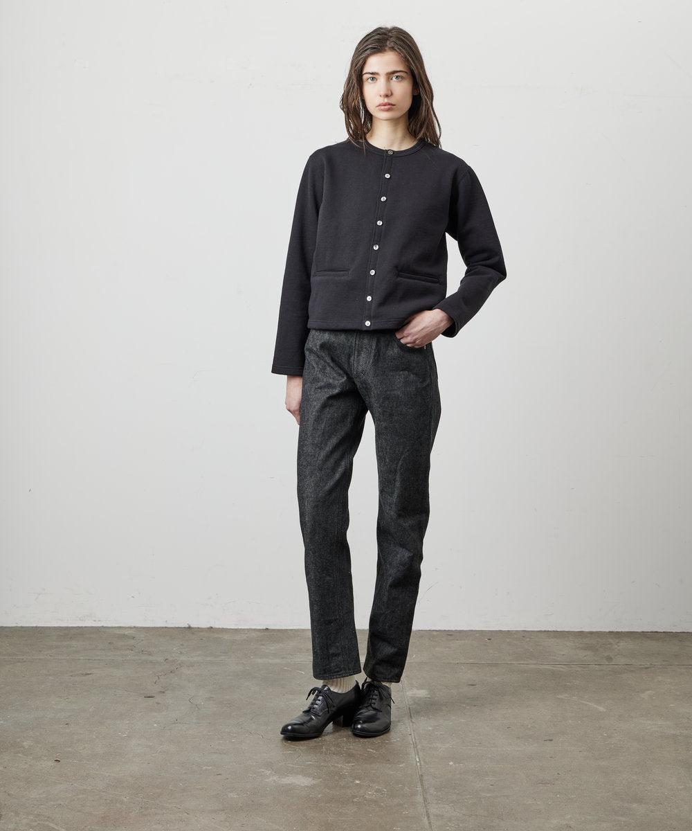 SWEAT CARDIGAN CREW NECK BLACK