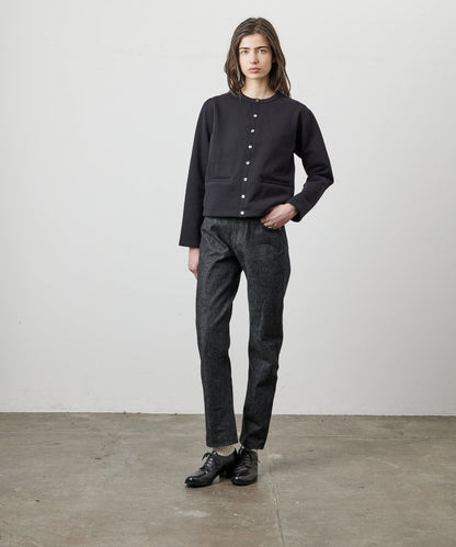 SWEAT CARDIGAN CREW NECK BLACK