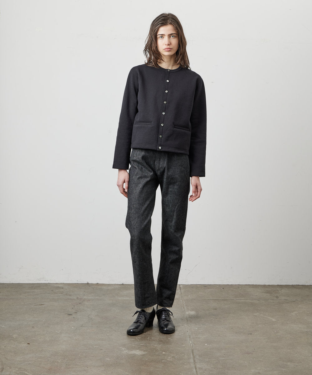 SWEAT CARDIGAN CREW NECK BLACK