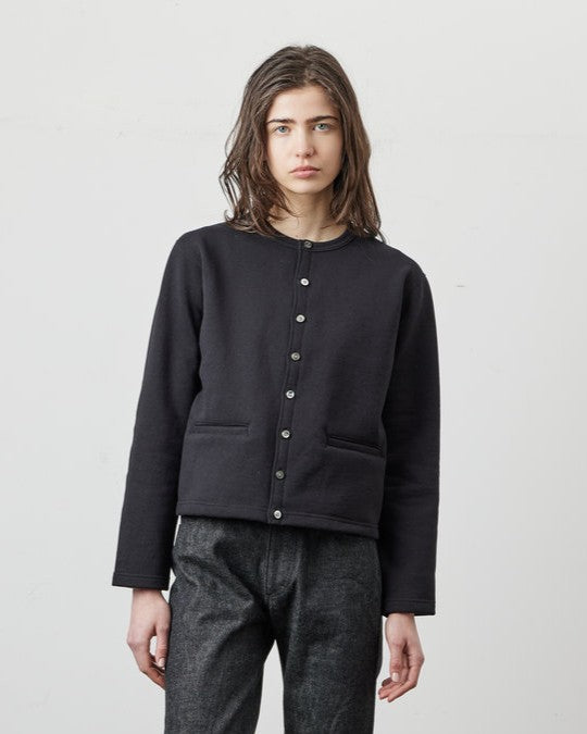 SWEAT CARDIGAN CREW NECK BLACK