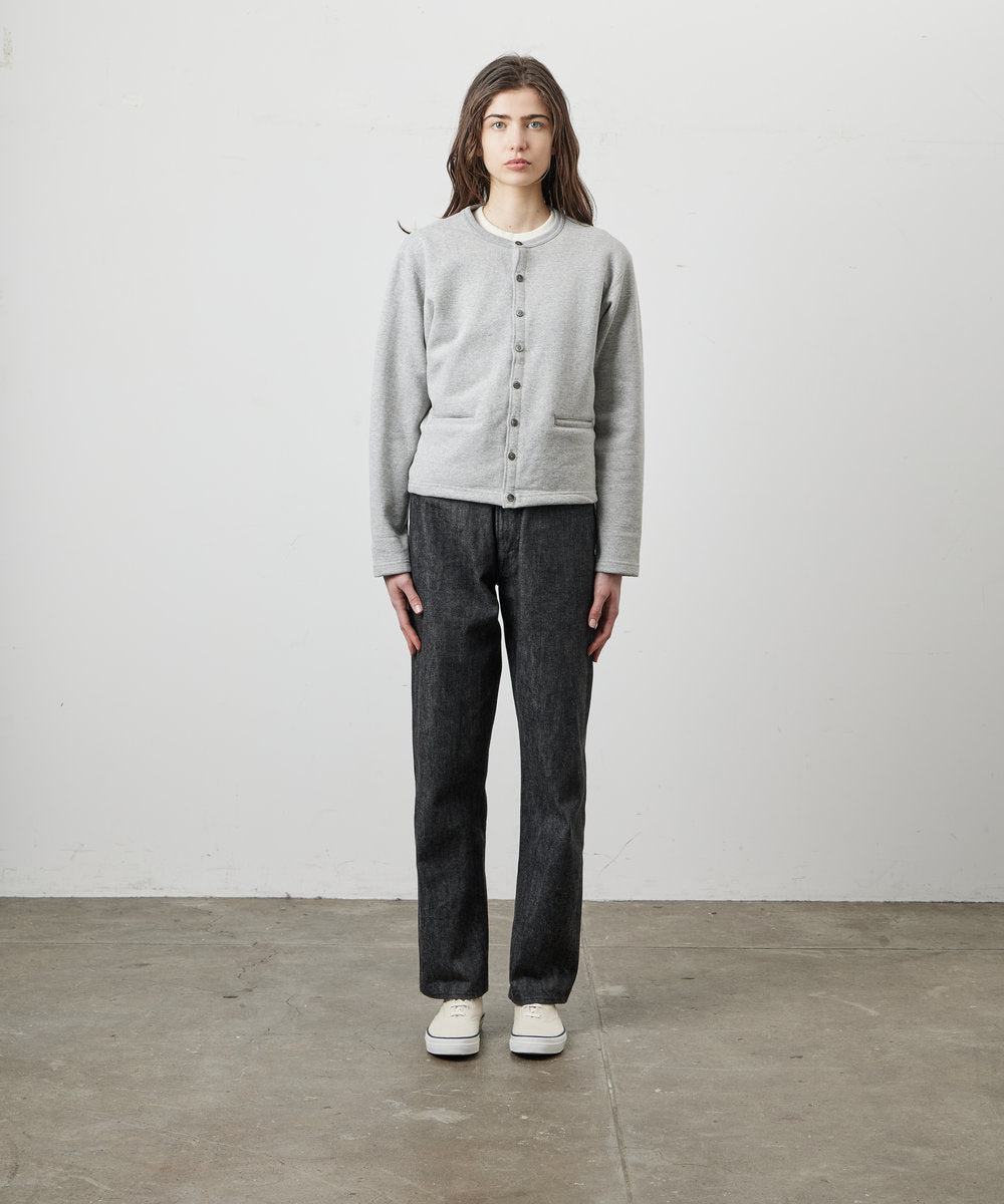 SWEAT CARDIGAN CREW NECK GRAY