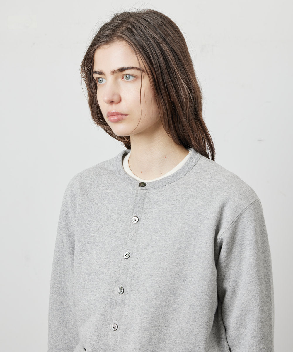 SWEAT CARDIGAN CREW NECK GRAY