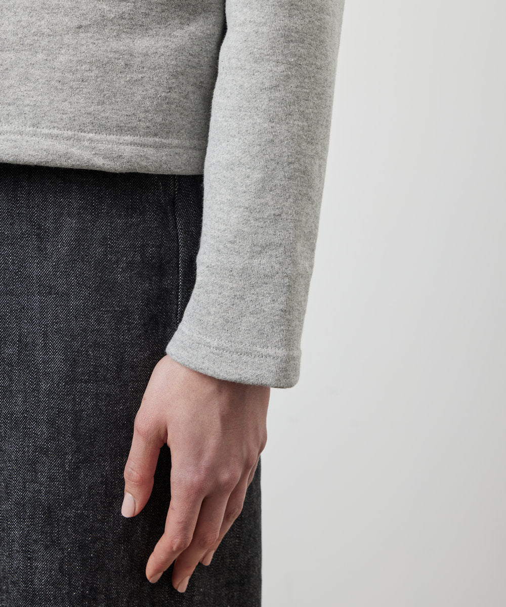SWEAT CARDIGAN CREW NECK GRAY