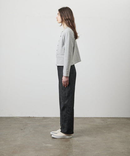 SWEAT CARDIGAN CREW NECK GRAY