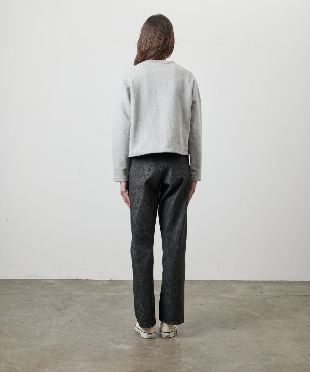 SWEAT CARDIGAN CREW NECK GRAY