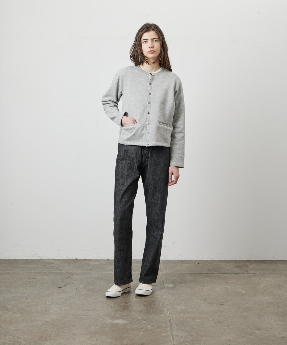 SWEAT CARDIGAN CREW NECK GRAY