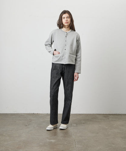 SWEAT CARDIGAN CREW NECK GRAY