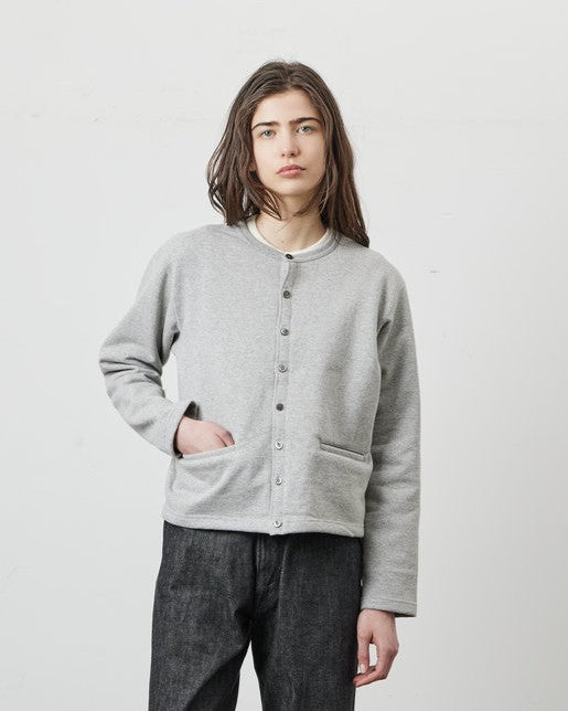 SWEAT CARDIGAN CREW NECK GRAY