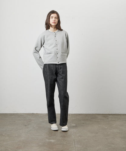 SWEAT CARDIGAN CREW NECK GRAY
